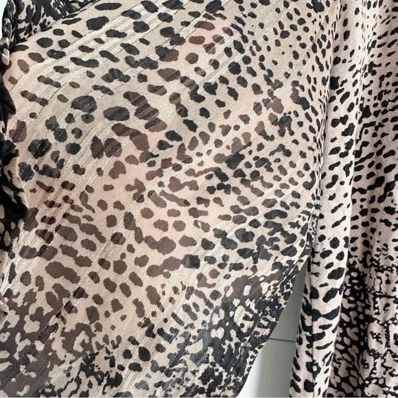 MAEVE ANTHROPOLOGIE Animal Print Blouse Jacquin Peasant Size Medium Mob Wife - Picture 8 of 9